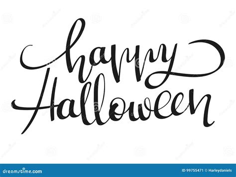 Hand Written Lettering Calligraphic Phrase Happy Halloween Stock