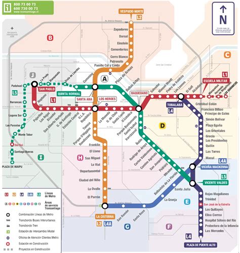 Mapa Metro Linea 1 Santiago Chile