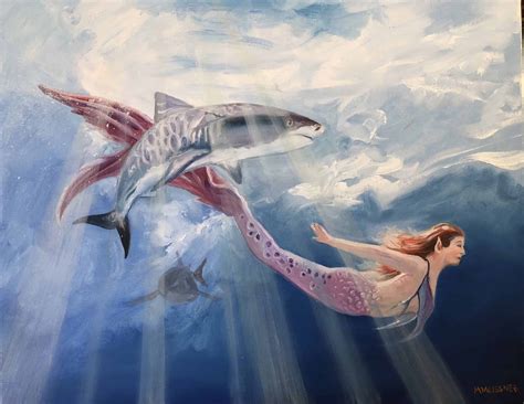Mermaid And Sharks Art By Michael Meissner