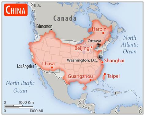 China Compared To The Contiguous United States Map China Map