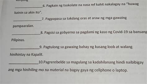 Gawain Panuto Basahin At Unawaing Mabuti Ang Mga Sumusunod Na