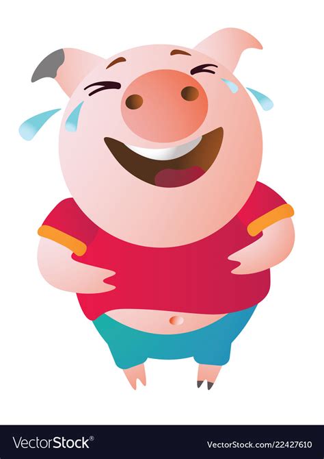 Emoji Character Pig Laughs To Tears Royalty Free Vector