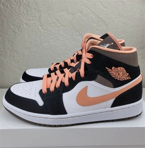 Custom Jordan 1 Mid Peach Mocha Sneakers Men Women Shoes Etsy