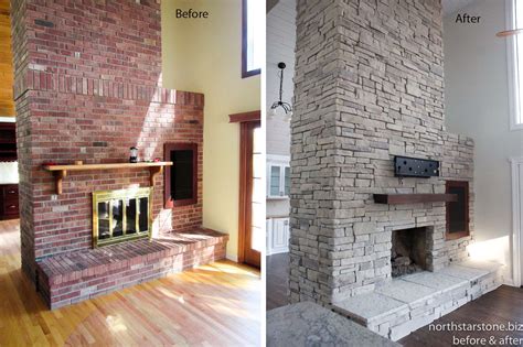 Stacked Stone Veneer Over Brick Fireplace Fireplace Guide By Linda