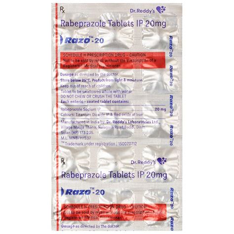 Razo 20mg Strip Of 15 Tablets Health And Personal Care