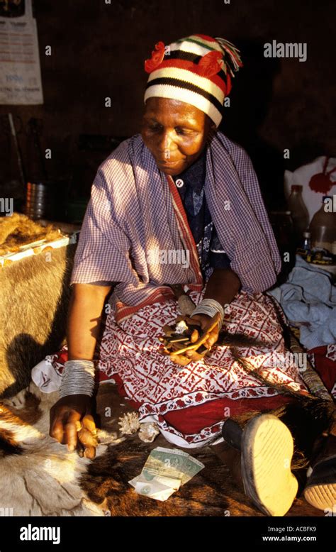 Sangoma Traditional Healer With Her Wares On Street Venda South