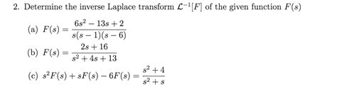 Solved: Determine The Inverse Laplace Transform [F] Of The... | Chegg.com
