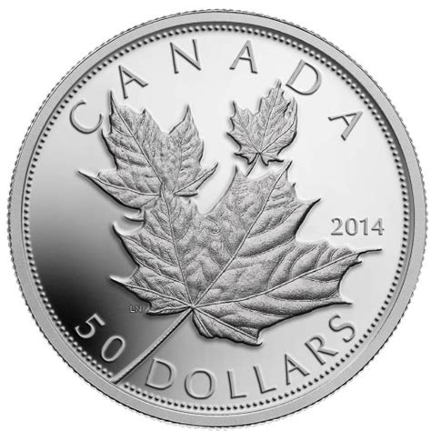 2014 Canadian 50 Maple Leafs 5 Oz Fine Silver Coin