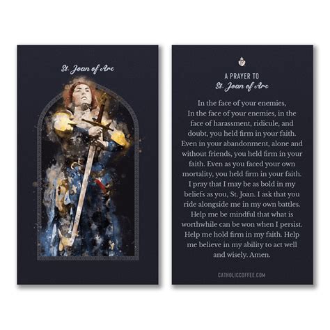 St Joan Of Arc Prayer Card Pack Of 3 The Catholic Company