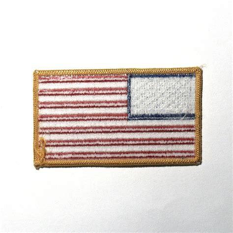 United States Flag With Gold Border Embroidered Fabric Patch Etsy