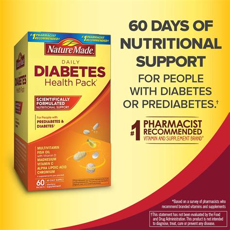 Nature Made Daily Diabetes Health Pack Dietary Supplement 60 Pack