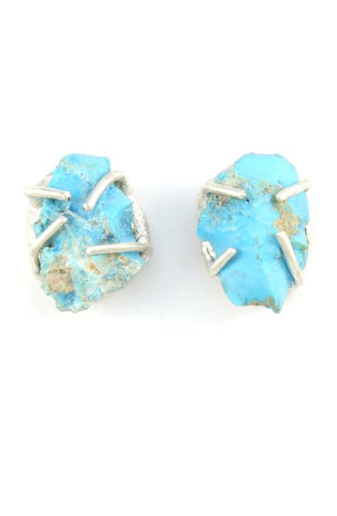 Raw Turquoise Stud Earrings Handcrafted By Amanda Hagerman Made In