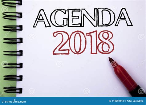 Handwriting Text Agenda 2018 Concept Meaning Strategy Planning Stock