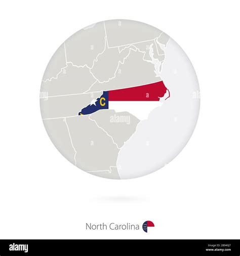 Map Of North Carolina State And Flag In A Circle North Carolina Us
