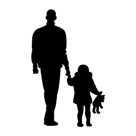 Premium Vector Silhouette Dad With Daughter Walking Vector Illustration