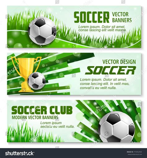Soccer Sport Club 3d Banner With Ball And Golden Trophy Football