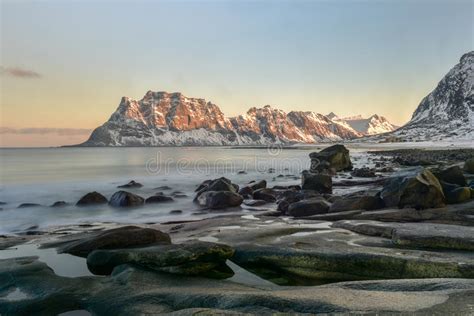 Utakleiv Beach Lofoten Islands Norway Stock Photo Image Of Haukland