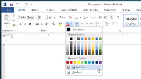 Use Rgb Values To Set A Custom Color For Text In Ms Office