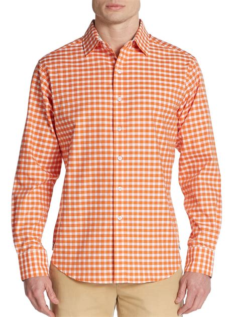 Lyst Robert Graham Regular Fit Gingham Cotton Sportshirt In Orange