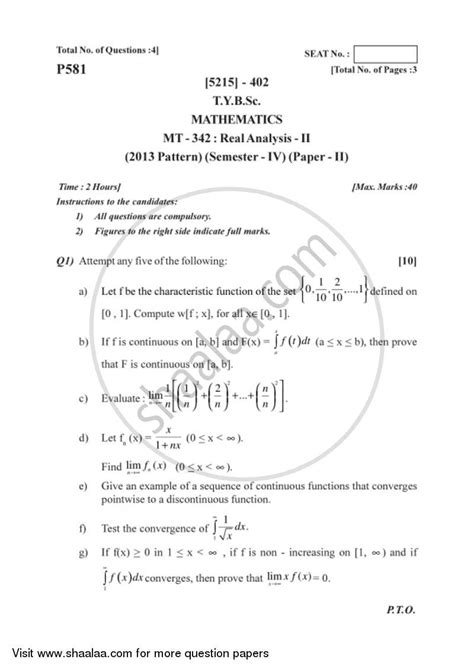 Model in the experimental class and the based on the background of the above problem, this research is important to prove the effectiveness of. Real Analysis 2 2017-2018 B.Sc Mathematics Semester 6 (TYBSc) 2013 Pattern question paper with ...