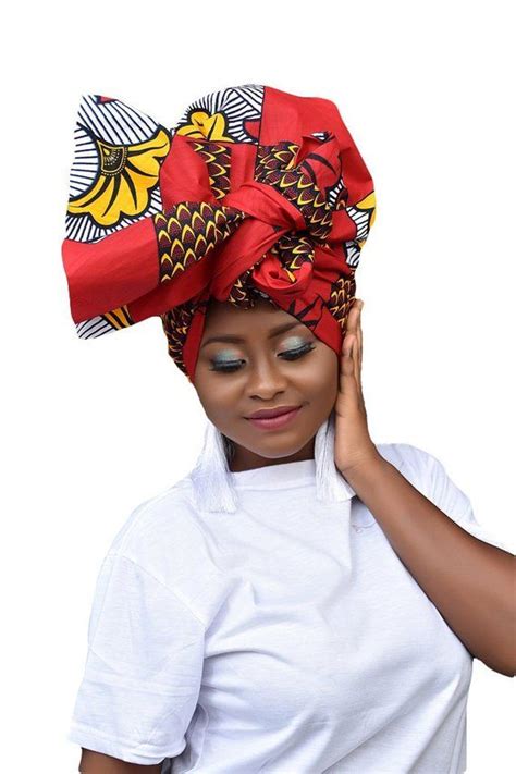 African Head Wraps For Women Red Ankara Headwrap Large Size African