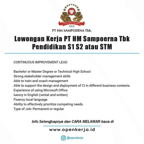 Pt hm sampoerna tbk atau pt hanjaya mandala sampoerna merupakan salah satu perusahaan rokok terbesar di indonesia. Info Lowongan Sampoerna Jombang - Tak Mau Kecolongan ...