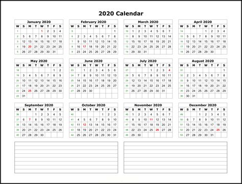 Calendar 2020 In Excel Calendar Printables Free Templates