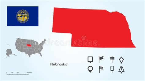 Map Of The United States With The Selected State Of Nebraska And