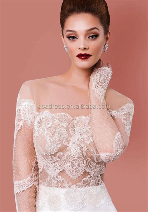Sexy Long Sleeve See Through Corset Lace Bodice Mermaid Wedding Dress