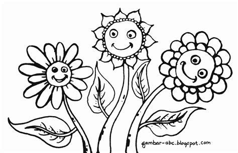 Gambar Bunga Matahari Lucu Gambar Hitam Putih Diwarnai Kartun Warnai Di