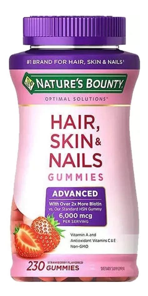 Hair Skin And Nails Biotina Americana Natures Bounty 230 Gomas Envío Gratis