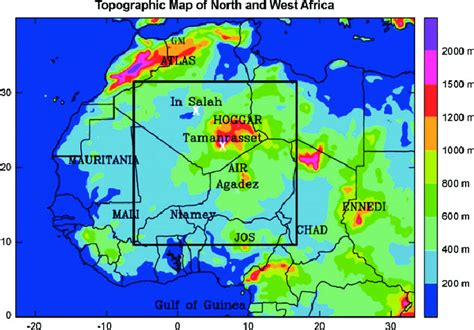 A Topographic Map Of West Africa Showing The Main Orographic Features
