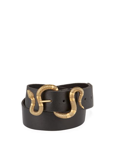 Gucci Leather Snake Buckle Belt Neiman Marcus