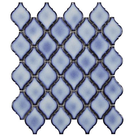 Arabesque Porcelain Mosaic In Blue Mosaic Flooring Porcelain Mosaic