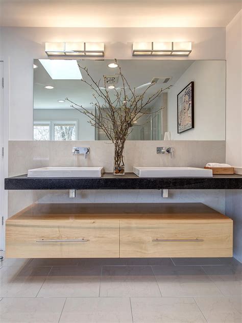 Floating bathroom vanities small bathroom vanities floating vanity bathroom sink vanity modern bathroom bathroom cabinets bathroom ideas small bathrooms cupboards. A double sink is mirrored on top and bottom with ...