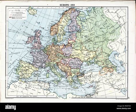London Geographical Institutes 1919 Map Of Europe After The Treaties