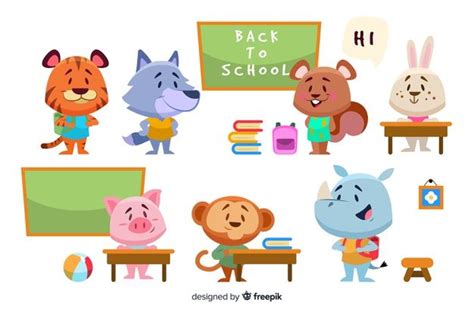 Back To School Animal Cartoon Collection School Illustration Cartoon