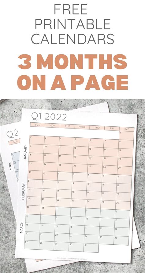 Free Printable Quarterly Calendars For 2022 Quarterly Layout With 3