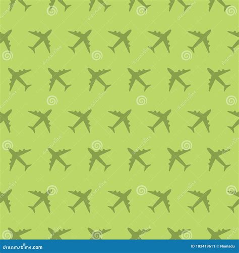 Airplane Commercial Flight Seamless Silhouette Pattern Stock Vector