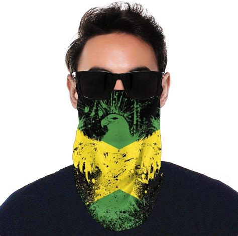 lsjuee face bandanas fun jamaican flag scarf bandanas neck gaiter ear loops style headwear