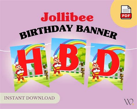 Jollibee Birthday Banner Happy Birthday Banner Jollibee Etsy Australia