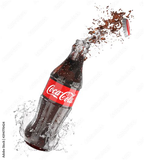 Coca Cola Bottle With Splash Isolated On White Background Coca Cola Is
