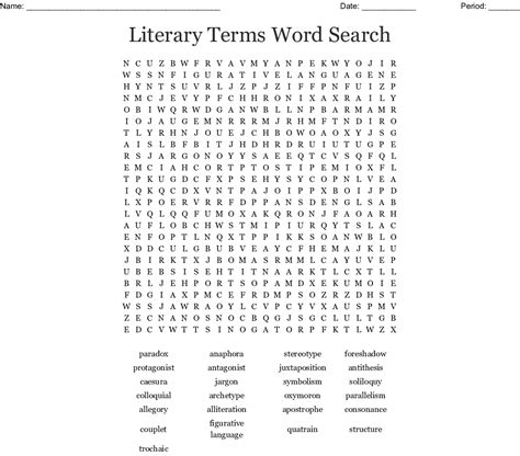 Literature Word Search Puzzles Printable Word Search Printable