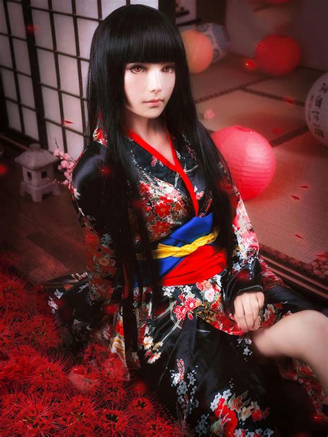 Hell Girl Enma Ai Halloween Cosplay Costume Kimono Version