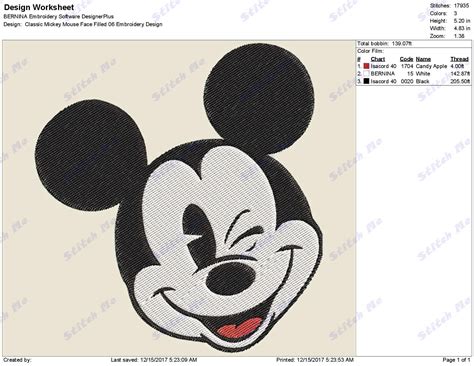 Classic Mickey Mouse Face Filled 06 Embroidery Design Etsy