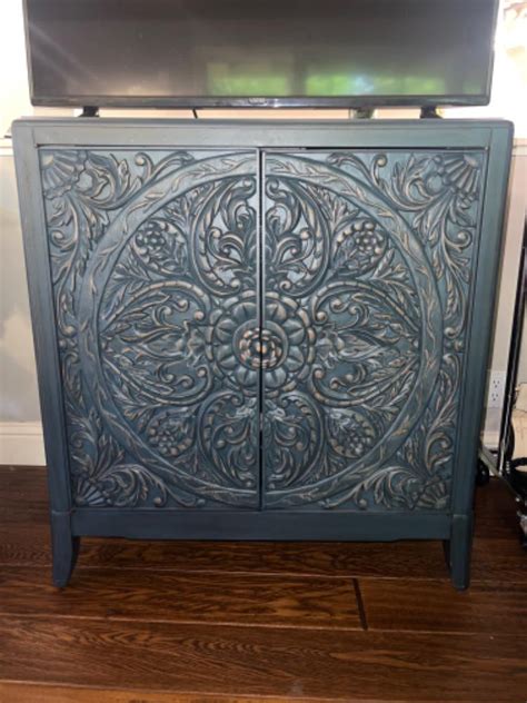 Lot 6 Pike And Main Lita 33 Blue Medallion Accent Cabinet Made In