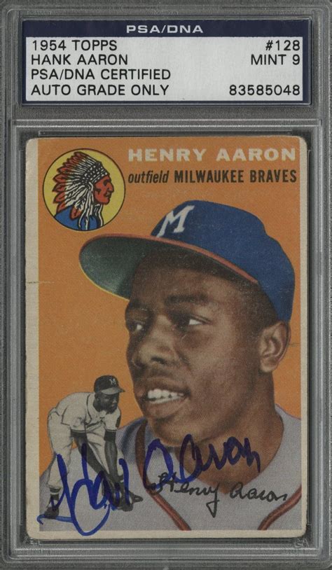 1954 topps hank aaron rookie card. Lot Detail - 1954 Topps #128 Hank Aaron Signed Rookie Card ...