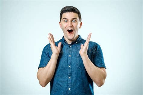 Man With Shocked Amazed Expression Stock Image Image Of Male Front