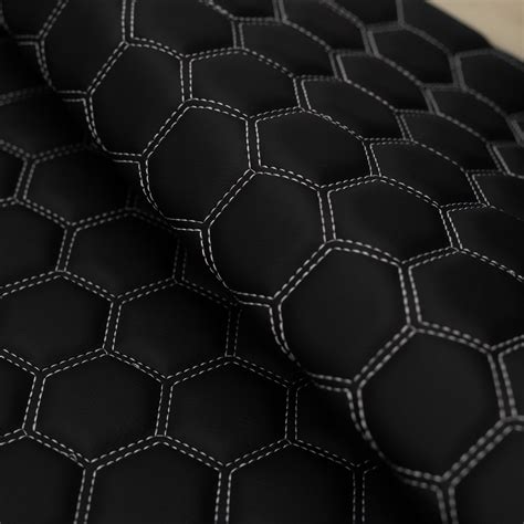 Hexagon Quilted 8mm Foam Backed Faux Leather Vehicle Upholstery Fabric