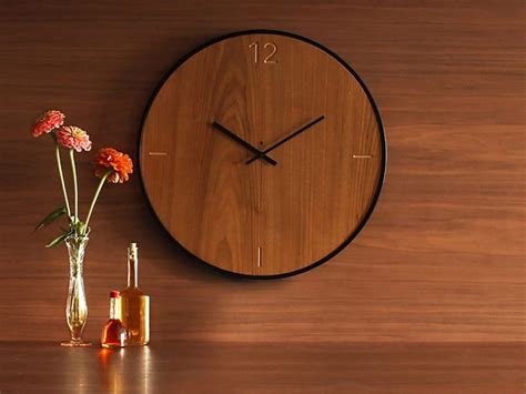 Wall Mounted Wooden Clock Natural Walnut By Xline Design Christos Psichomanis
